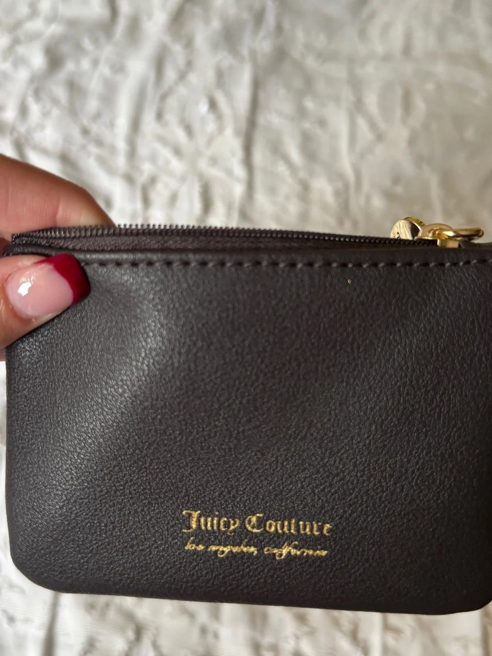 Juicy Couture Black Zip Pouch with Gold Heart Charm